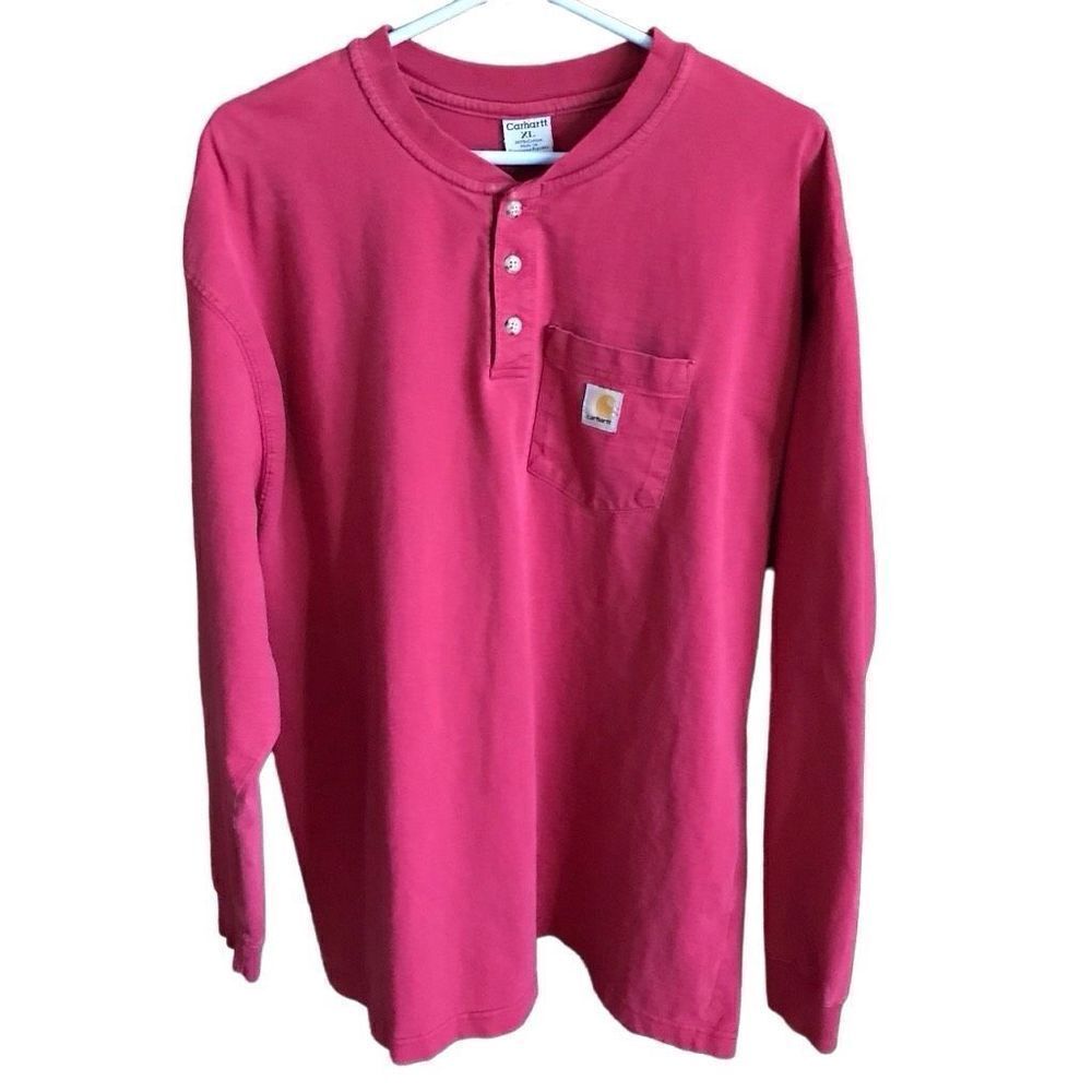 Carhartt long sleeve T-shirt Mens size XL red Cotton farming hiking outdoors